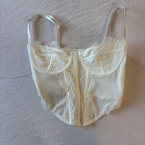 La Hearts Ivory Lace Longline Bustier